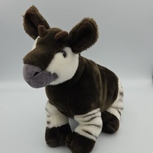 Wild Republic Okapi Plush Toy Brown White Stuffed Animal K & M International 12"